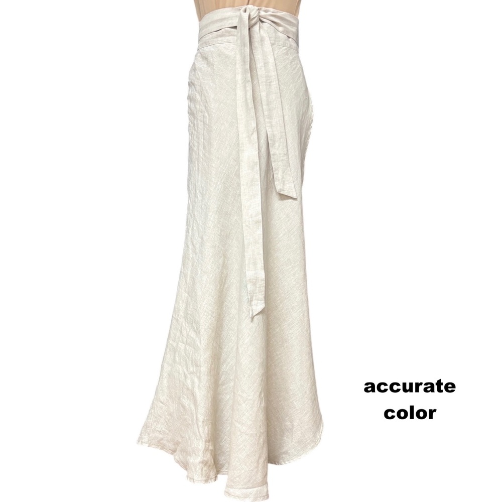 skirt THIRD by CEE S long beige linen wrap unlined no pockets minimalist capsule